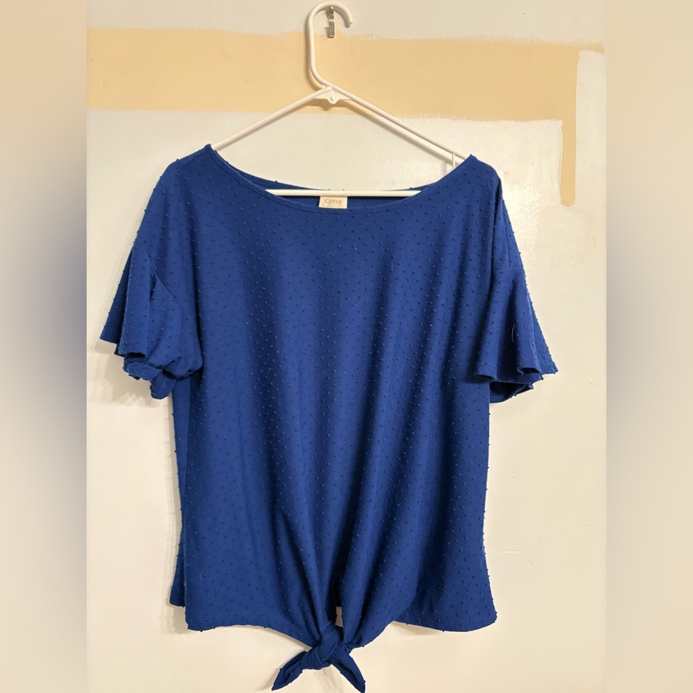 Cupio Cobalt Blue Textured Short Sleeve Tee